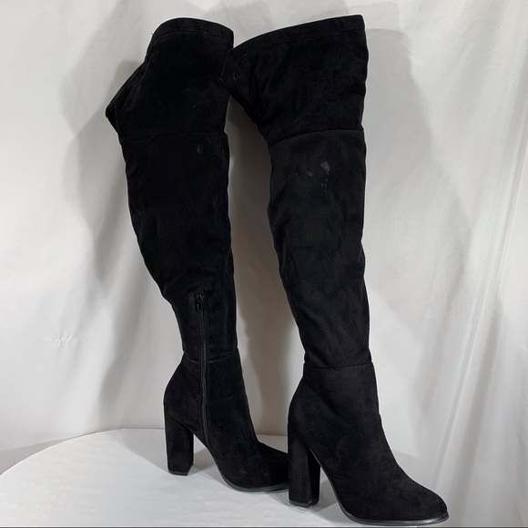 So Me Women’s Size 7 Vegan Suede Over The Knee Heeled Boots - Picture 1 of 15